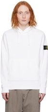 STONE ISLAND WHITE GARMENT-DYED HOODIE