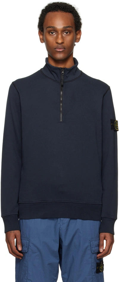 Stone Island Navy Half-zip Sweater In A0020 Navy Blue