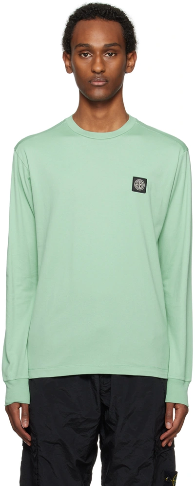 Stone Island Green Patch Long Sleeve T-shirt In V0052 Light Green
