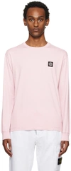 Stone Island Pink Patch Long Sleeve T-shirt In V0080 Pink