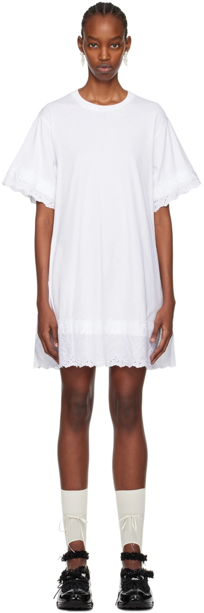 Simone Rocha White A-line T-shirt Minidress In White/white