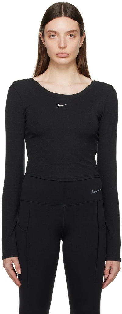 Nike Black Chill Long Sleeve T-shirt In Black/sail