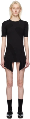 Open Yy Black Paneled Minidress In Black