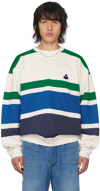 Isabel Marant Meyoan Striped Sweatshirt In Ecbu Ecru/blue