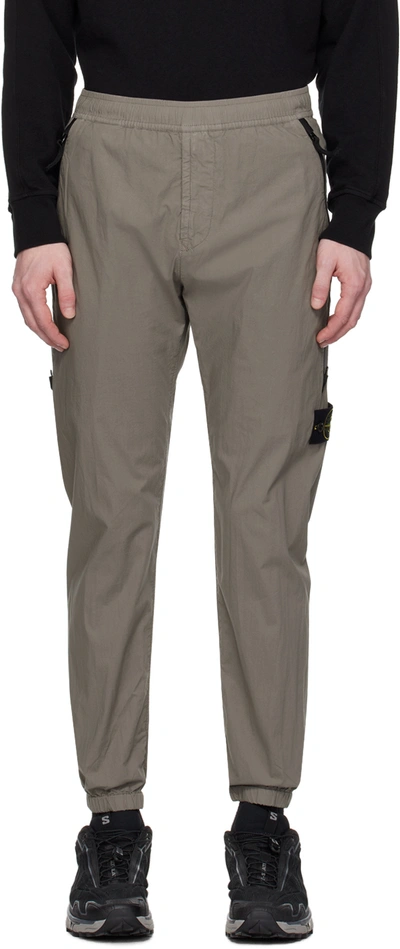 Stone Island Gray Patch Trousers In V0092 Dove Grey