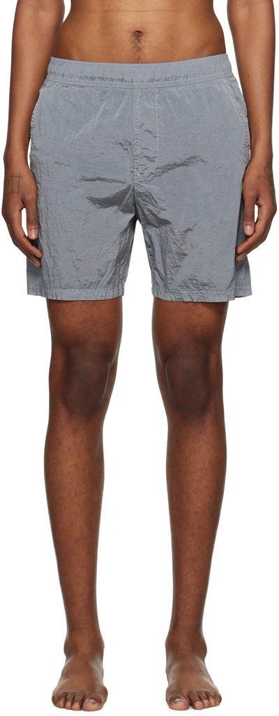 Stone Island Gray Metallic Swim Shorts In V0041 Sky Blue