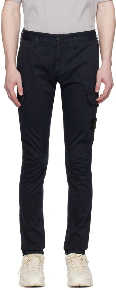 Stone Island Navy Patch Cargo Pants In A0120 Navy Blue
