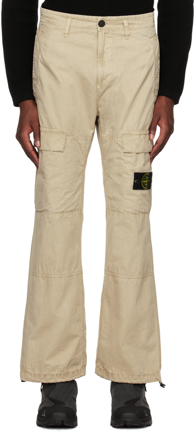 Stone Island Beige Patch Cargo Pants In V0195 Sand
