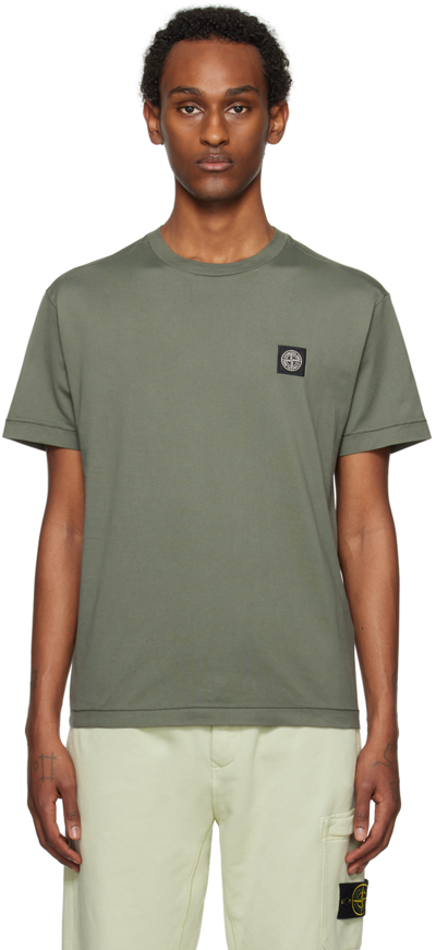 Stone Island Green Patch T-shirt In V0059 Musk