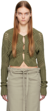 Open Yy Khaki Argyle Cardigan In Khaki