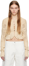 Open Yy Beige Argyle Cardigan In Beige