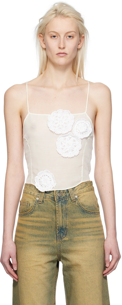 Open Yy Off-white Flower Appliqué Camisole In Ivory