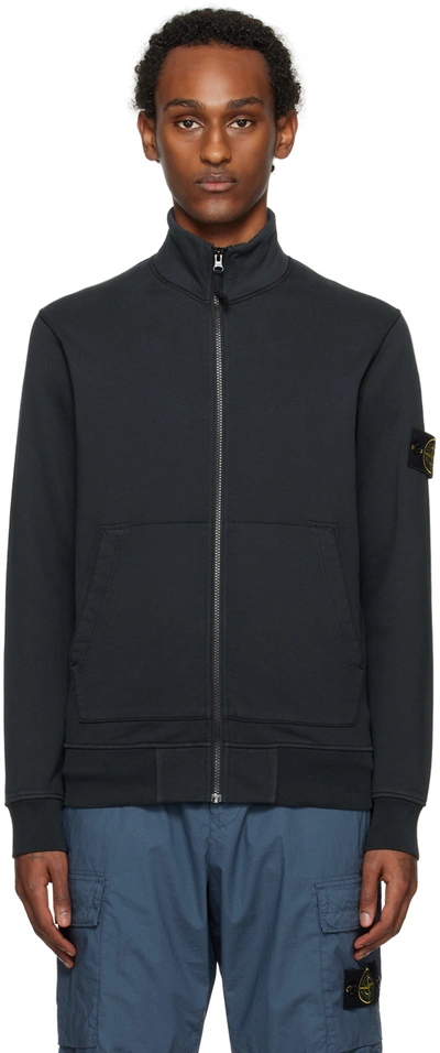 Stone Island Navy Zip Sweater In A0020 Navy Blue