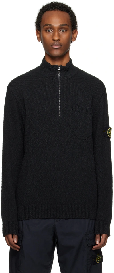 Stone Island Black Half-zip Sweater In V0029 Black