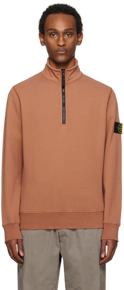 Stone Island Brown Half-zip Sweater In V0013 Rust