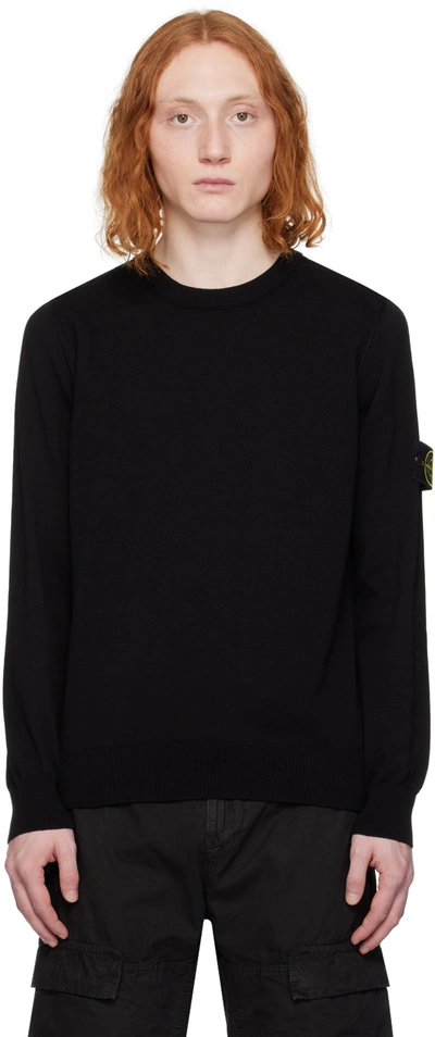 Stone Island Compass Patch Cotton Sweater In Black