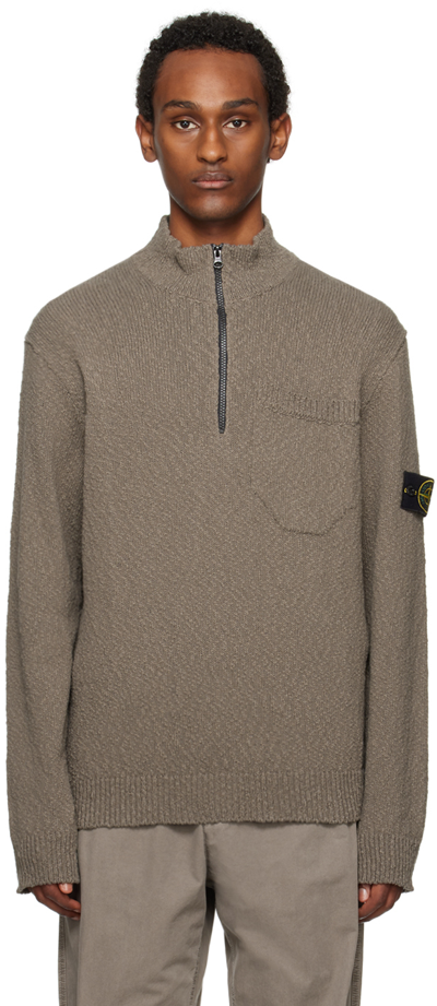Stone Island Gray Half-zip Sweater In Dove Grey
