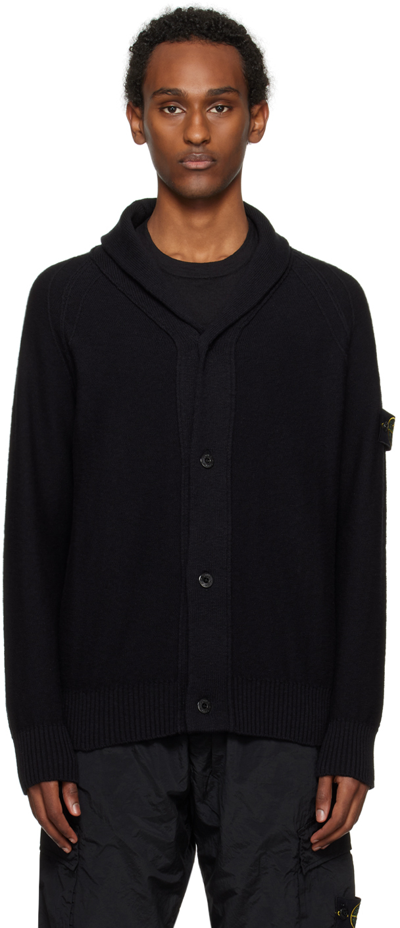 Stone Island Black Patch Cardigan In V0029 - Black | ModeSens