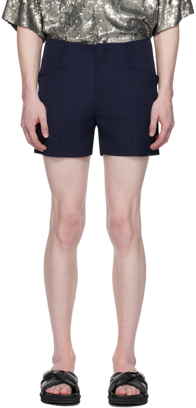 Dries Van Noten Navy Creased Shorts In 509 Navy