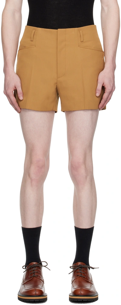 Dries Van Noten Tan Creased Shorts In 102 Camel