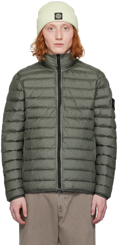 Stone Island Loom Woven Chambers R-nylon Down Jacket In Green