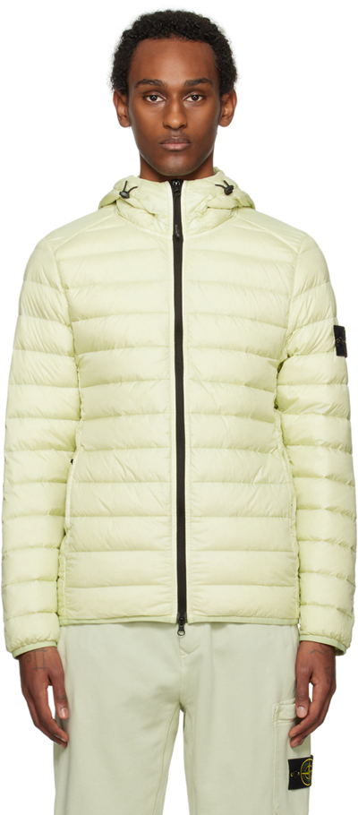 Stone Island Green Loom Woven Chambers Down Jacket In V0051 - Pistachio