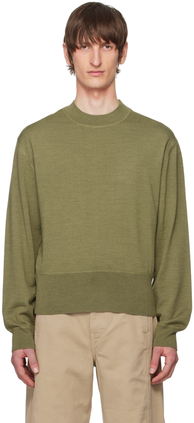 Lemaire Green Mock Neck Jumper In Gr619 Light Olive