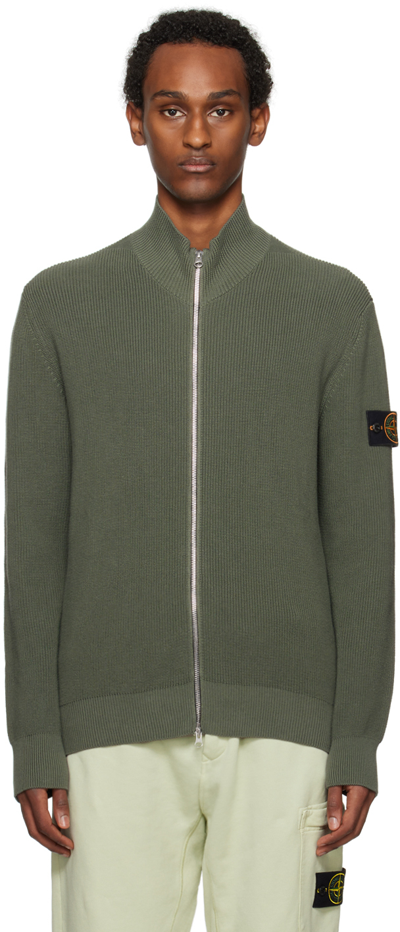 Stone Island Green Patch Sweater In V0059 Musk