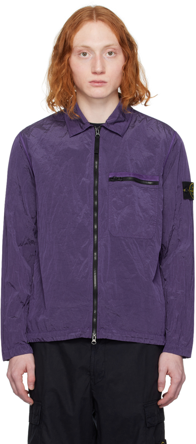Stone Island Purple Nylon Jacket In V0047 Lavender