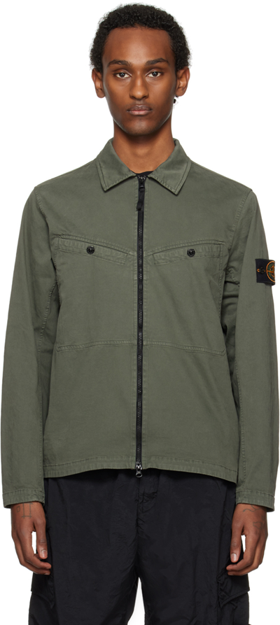 Stone Island Green Old Treatment Jacket In V0159 Musk