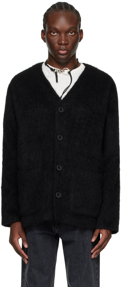 Our Legacy Black V-neck Cardigan In Black Mohair