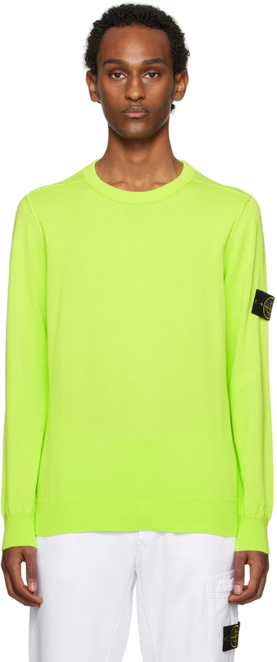 Stone Island Green Patch Sweater In Yellow