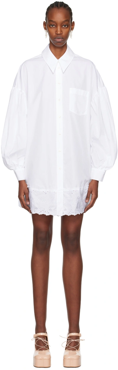 Simone Rocha White Signature Sleeve Minidress In White/white