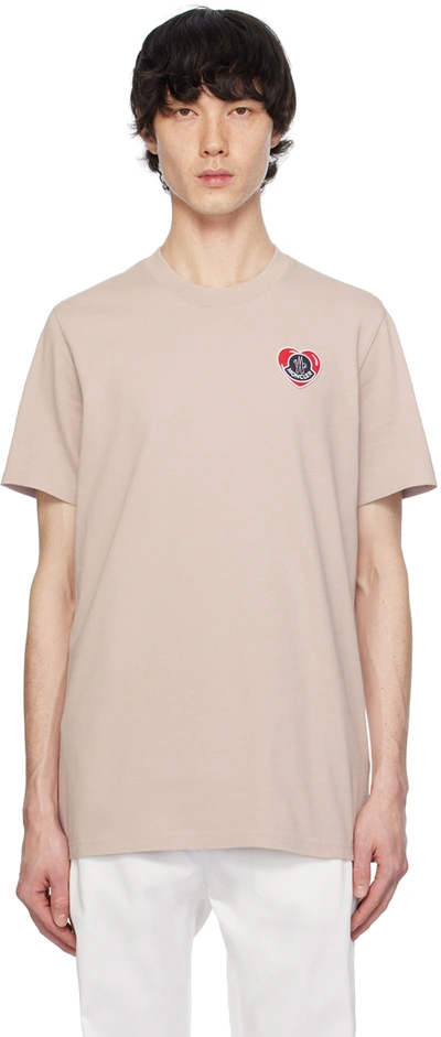 Moncler Pink Heart T-shirt In Dusty Pink 64d