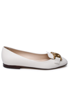 Tod's Leather Ballerina With Accessory In Neutral