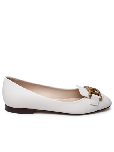 TOD'S TOD'S WOMAN TOD'S WHITE LEATHER LOAFERS