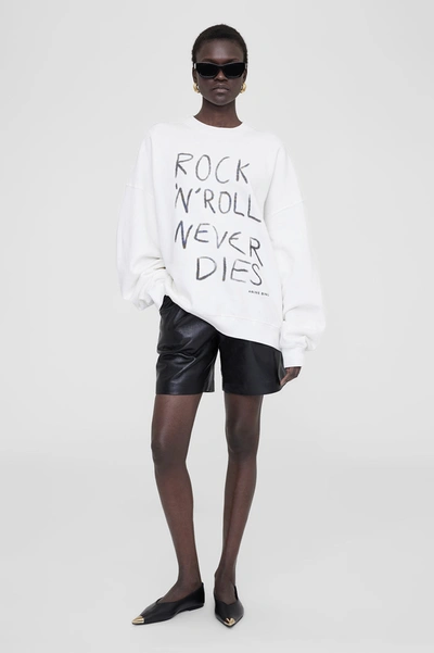 Anine Bing Miles Sweatshirt Rock N Roll In Ivory