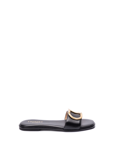 Twinset `oval T` Slides In Black  