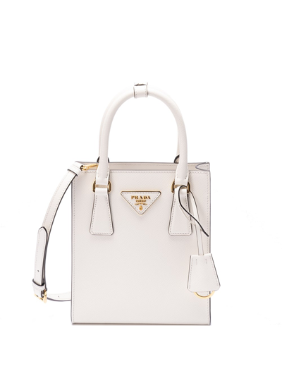 Prada Saffiano Leather Handbag In White
