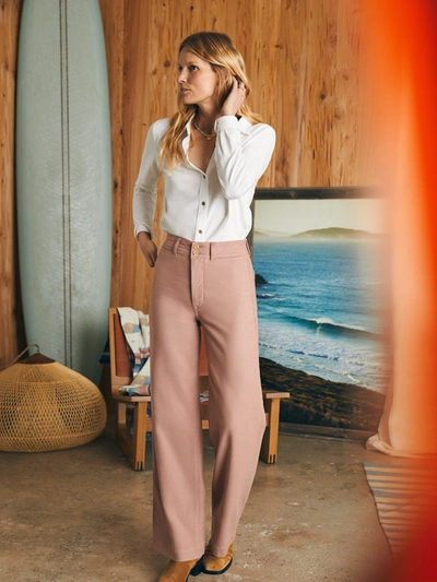 Faherty Stretch Terry Harbor Pants In Wood Rose