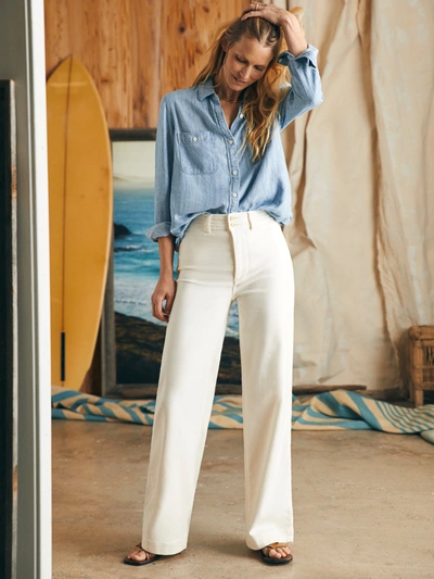 Faherty Stretch Terry Harbor Pants In Egret