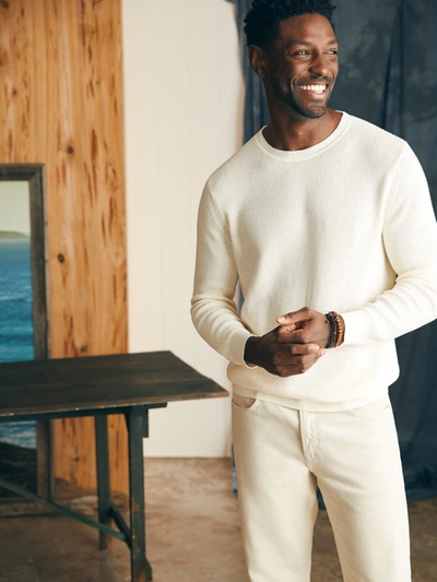 Faherty Sunwashed Crewneck Sweater In White Shell