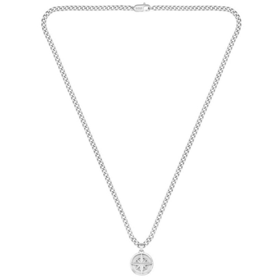 Boss Business Boss Compass Necklace Silver In Metallic