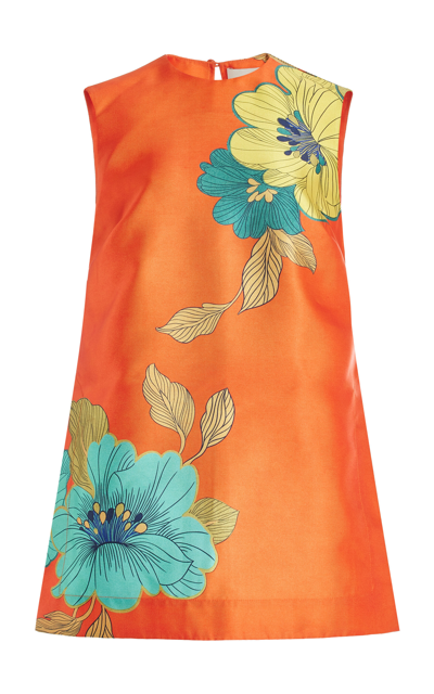 Alemais Piato Floral-satin Mini Shift Dress In Orange