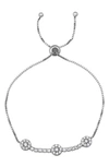 Queen Jewels Sterling Silver Pavé Cubic Zirconia Station Slider Bracelet In Silver