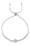 Queen Jewels Cubic Zirconia Floral Slider Bracelet In Silver