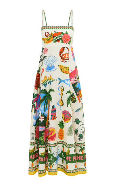 Alemais Paradiso Printed-linen Maxi Dress In Multi