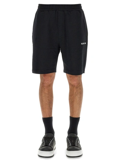 Helmut Lang Bermuda With Logo Print In Black