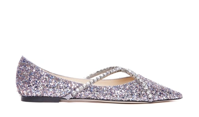 Jimmy Choo Genevi Glittery Ballerina Shoes In Multi