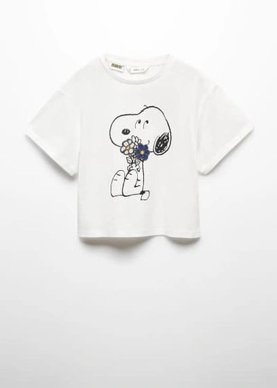 Mango Kids' Snoopy Printed T-shirt Off White In Blanc Cassé